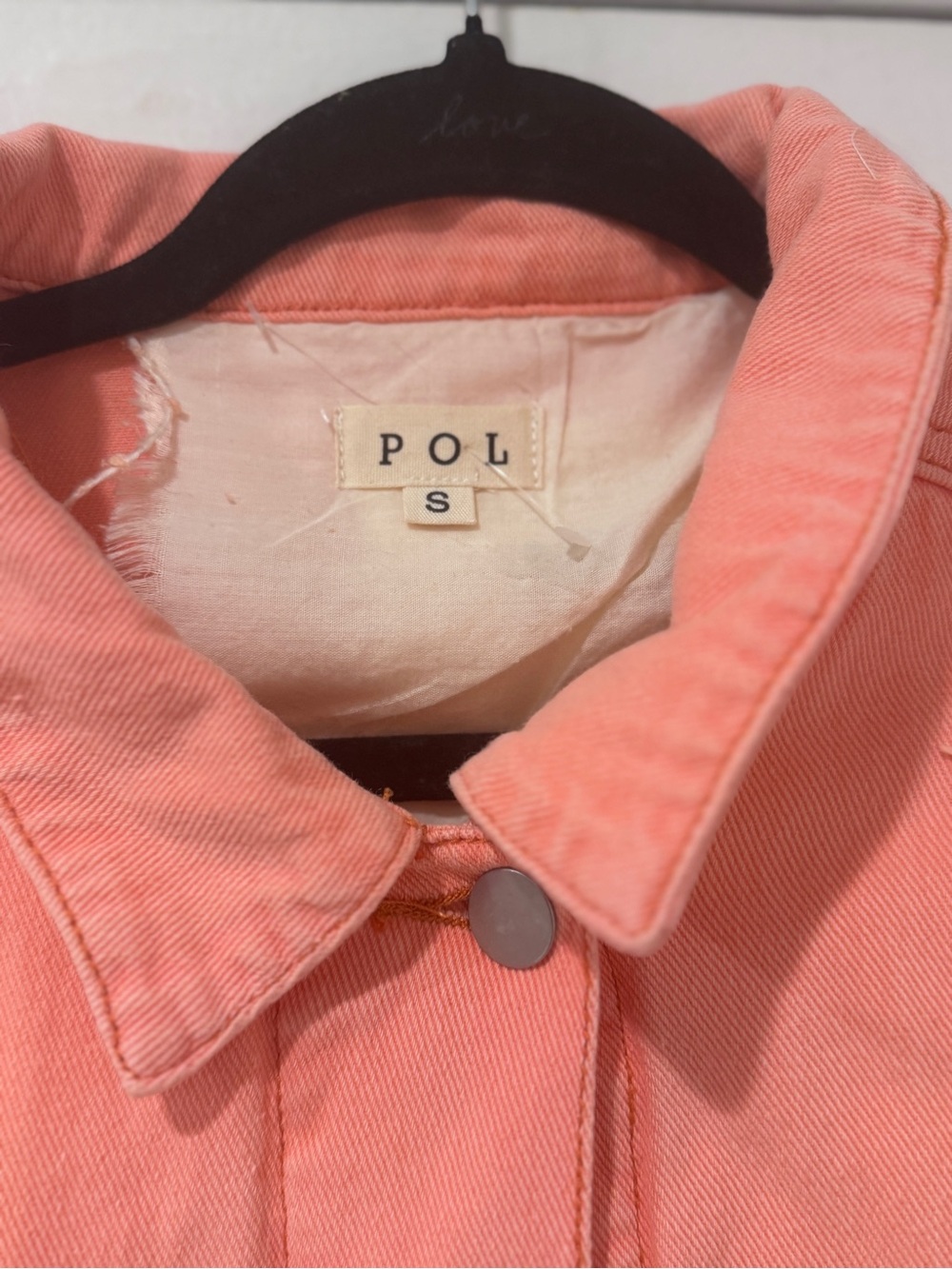 POL Coral Distressed Cropped Denim Jacket Sequin Crochet Boho - Picture 3 of 6